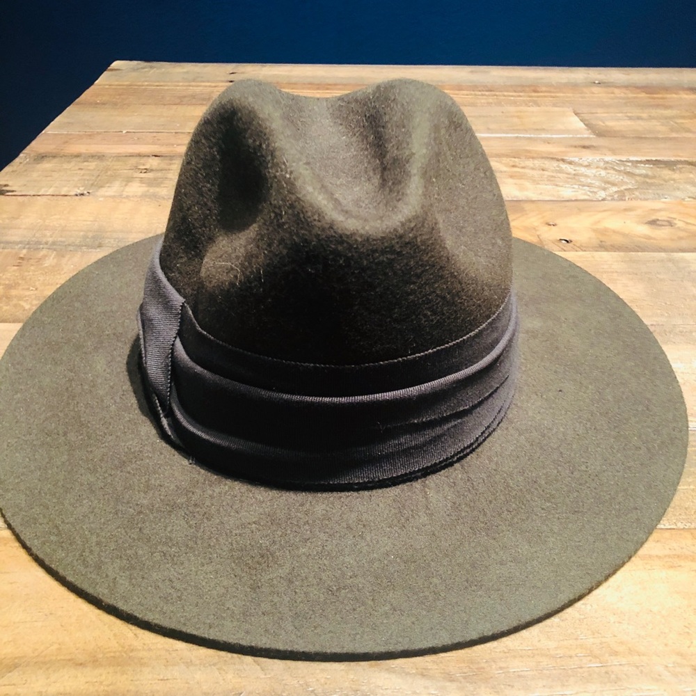 Zara Olive Green Felt Fedora